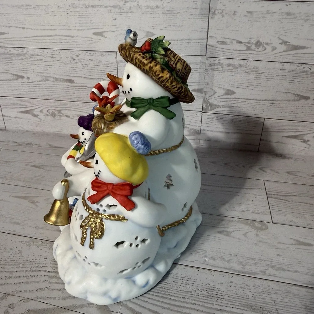 Party Lite Partylite Retired Snowbell 3 Snowman Tealight Candle Holder P7702 NIB
